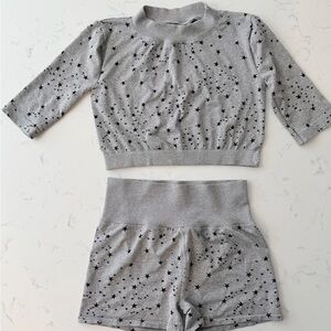 FP movement Gray Star Print Crop Top and Shorts Set size M/L made in USA